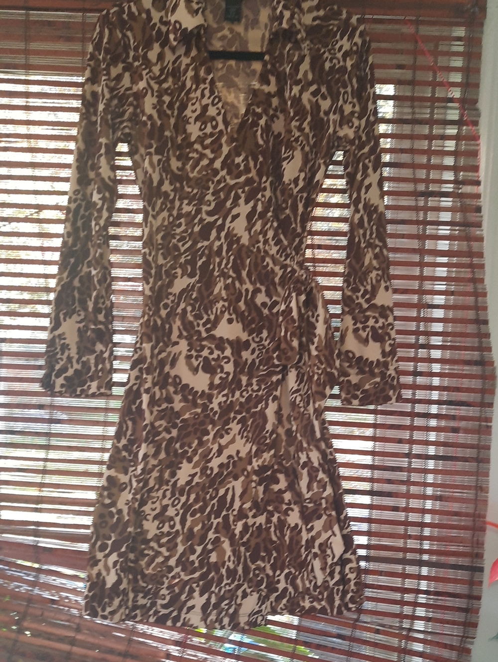Express Brown Leopard Print Wrap Dress